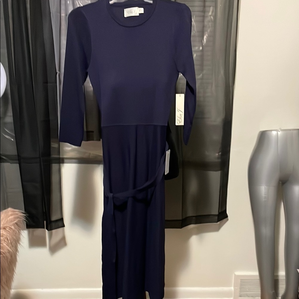 Eliza J Blue Long Sleeve Sheath Dress